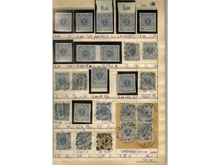 1875/99, Auswahlheft mit meist gestempelten und ungebrauchten Marken Pfennige bis Krone/Adler, dabei Farben, Zwischestegpaare