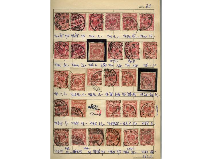 1875/99, Auswahlheft mit meist gestempelten und ungebrauchten Marken Pfennige bis Krone/Adler, dabei Farben, Zwischestegpaare