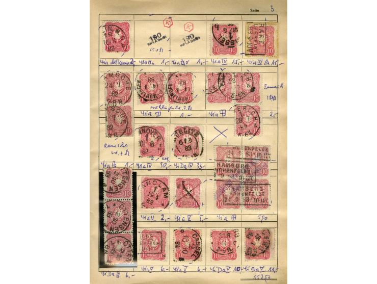 1875/99, Auswahlheft mit meist gestempelten und ungebrauchten Marken Pfennige bis Krone/Adler, dabei Farben, Zwischestegpaare