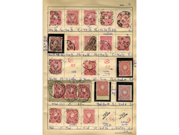 1875/99, Auswahlheft mit meist gestempelten und ungebrauchten Marken Pfennige bis Krone/Adler, dabei Farben, Zwischestegpaare