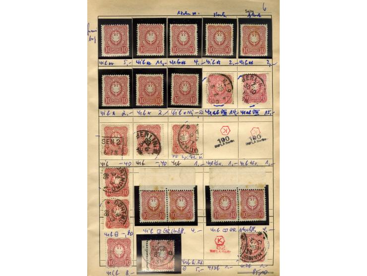 1875/99, Auswahlheft mit meist gestempelten und ungebrauchten Marken Pfennige bis Krone/Adler, dabei Farben, Zwischestegpaare