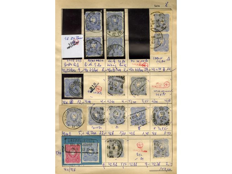 1875/99, Auswahlheft mit meist gestempelten und ungebrauchten Marken Pfennige bis Krone/Adler, dabei Farben, Zwischestegpaare