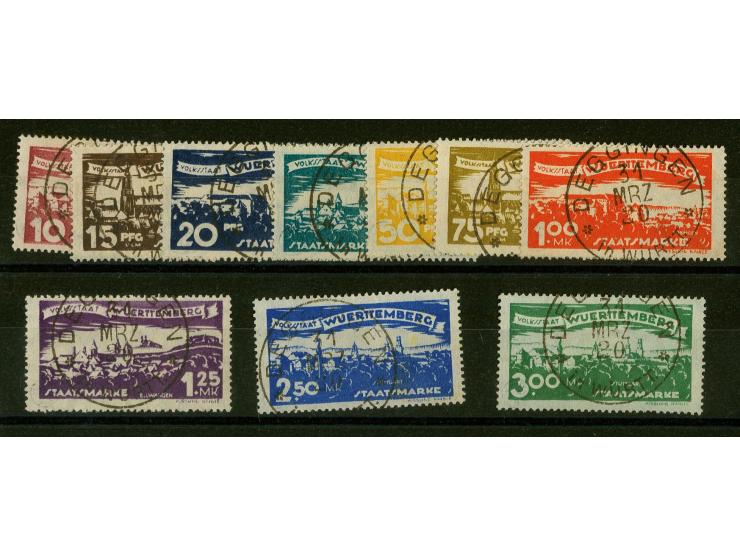 1920, Städteansichten 10 Pfennig-3 Mark, sauber gestempelt, 2,50 Mark minimal fleckig, sonst tadellos, signiert Infla