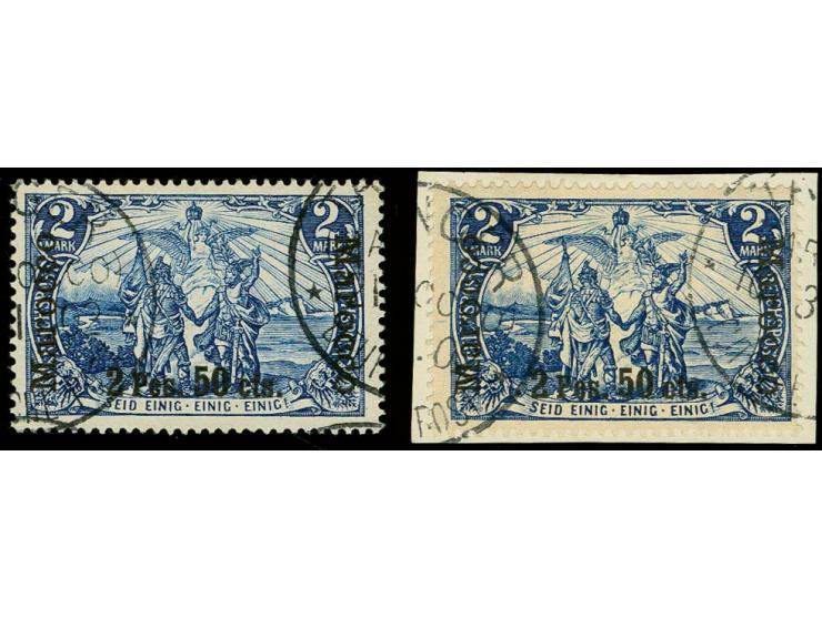 2 P. 50 C., beide Typen, gestempelt bzw. auf Briefstück, tadellos, signiert Pauligk bzw. Bothe BPP
