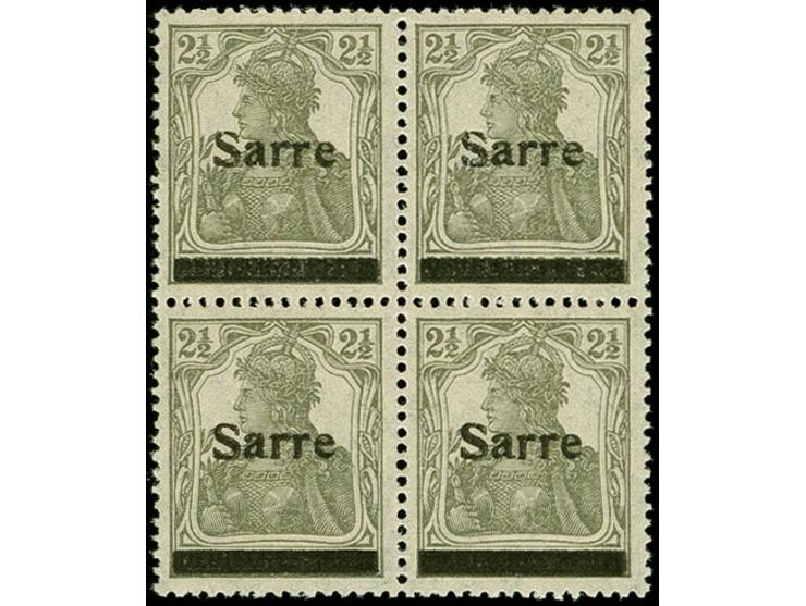 2½ Pfennig im 4er-Block, die linke untere Marke ungebraucht, sonst postfrisch, tadellos, signiert Burger BPP