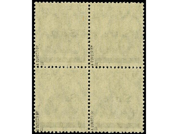 2½ Pfennig im 4er-Block, die linke untere Marke ungebraucht, sonst postfrisch, tadellos, signiert Burger BPP