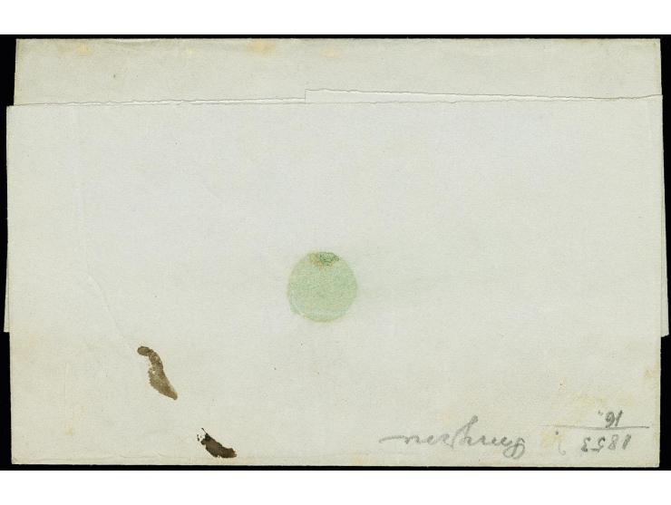 SMIRNA: 1853 folded envelope with oval postmark „AGENZIA DEI VAPORI DEL ARSENALE IN SMIRNE PP“ very clear. Addressed to Cospo