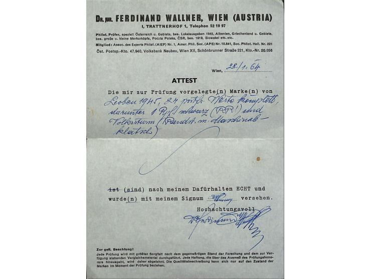 Hitler 1 Pfg. - 5 M. und Volkssturmmarke (in beiden Typen), 25 Werte postfrisch, komplett signiert und Attest Wallner, Volkss