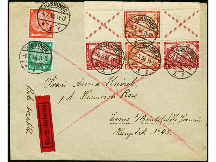 Sowjetunion: "BREMEN"-New York, Eingeschriebener Brief mit Deutsches Reich Fridericus Zusammendrucke und Hindenburg in Mischf