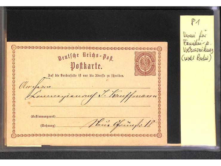 1869/87, Sammlung "private Vordruckkarten" mit einigen hundert Karten inkl. amtlicher Formulare und Ganzsachen mit Zurdrucken