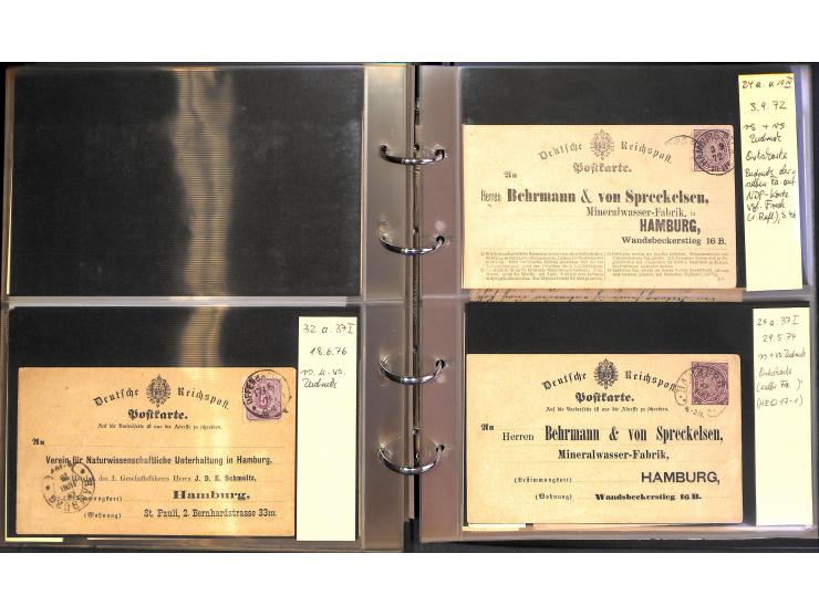 1869/87, Sammlung "private Vordruckkarten" mit einigen hundert Karten inkl. amtlicher Formulare und Ganzsachen mit Zurdrucken