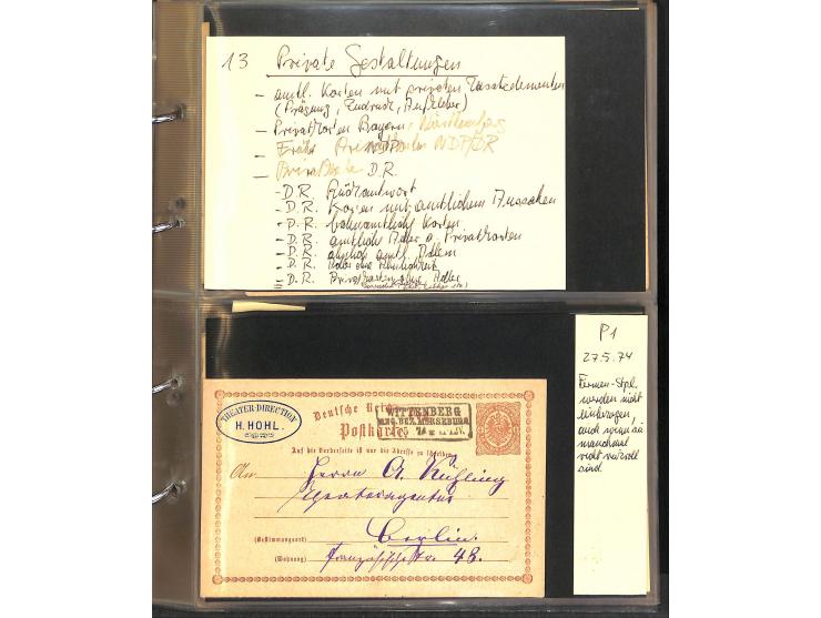 1869/87, Sammlung "private Vordruckkarten" mit einigen hundert Karten inkl. amtlicher Formulare und Ganzsachen mit Zurdrucken