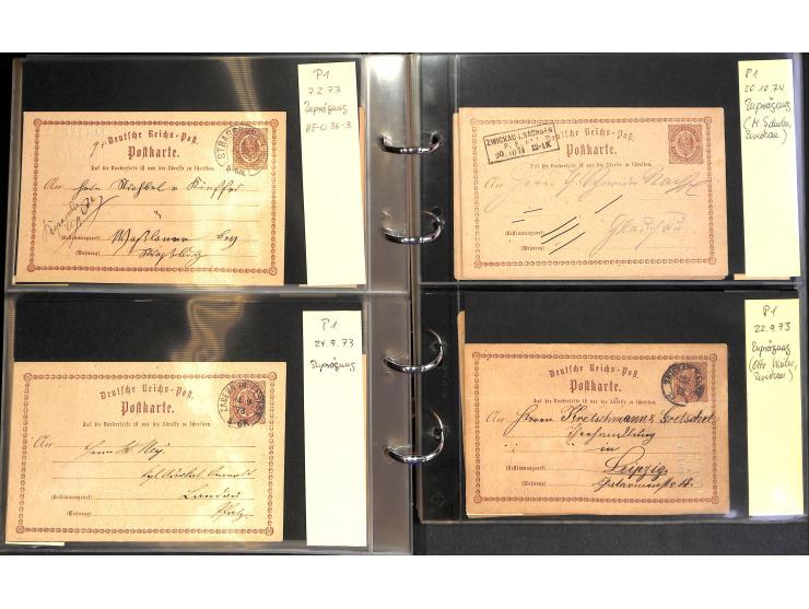 1869/87, Sammlung "private Vordruckkarten" mit einigen hundert Karten inkl. amtlicher Formulare und Ganzsachen mit Zurdrucken