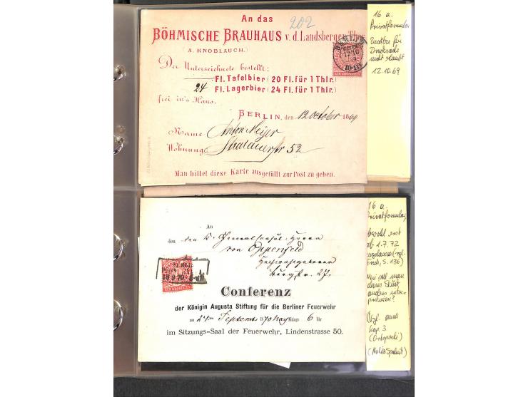 1869/87, Sammlung "private Vordruckkarten" mit einigen hundert Karten inkl. amtlicher Formulare und Ganzsachen mit Zurdrucken