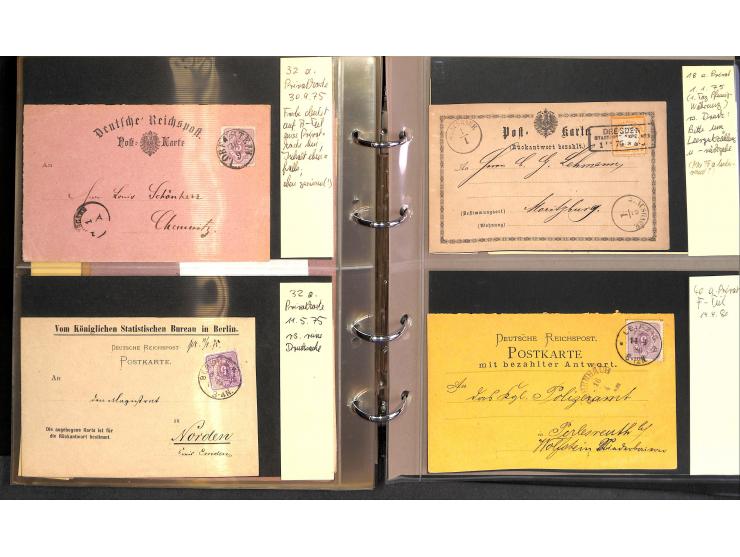 1869/87, Sammlung "private Vordruckkarten" mit einigen hundert Karten inkl. amtlicher Formulare und Ganzsachen mit Zurdrucken