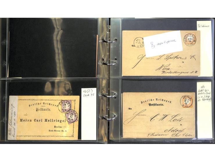 1869/87, Sammlung "private Vordruckkarten" mit einigen hundert Karten inkl. amtlicher Formulare und Ganzsachen mit Zurdrucken