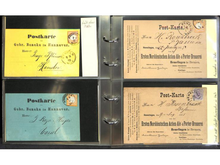 1869/87, Sammlung "private Vordruckkarten" mit einigen hundert Karten inkl. amtlicher Formulare und Ganzsachen mit Zurdrucken