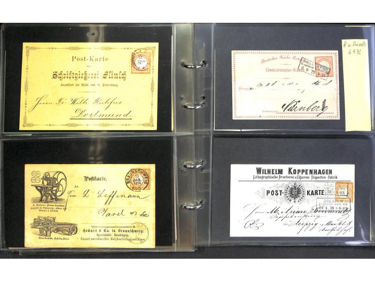 1869/87, Sammlung "private Vordruckkarten" mit einigen hundert Karten inkl. amtlicher Formulare und Ganzsachen mit Zurdrucken