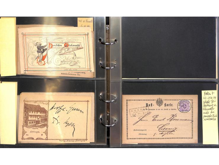 1869/87, Sammlung "private Vordruckkarten" mit einigen hundert Karten inkl. amtlicher Formulare und Ganzsachen mit Zurdrucken