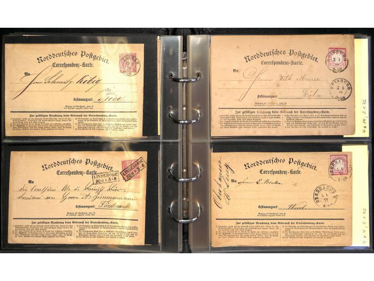 1870/75, Sammlung "Das Postkartenporto zu 1 Gr. und 1/2 Gr." mit ca. 80 Formularkarten inkl. NDP mit diversen Frankatur-Kombi