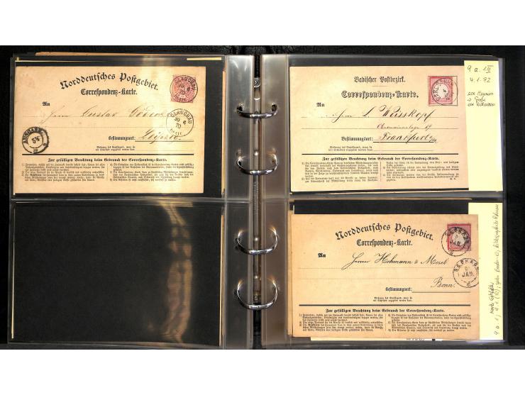 1870/75, Sammlung "Das Postkartenporto zu 1 Gr. und 1/2 Gr." mit ca. 80 Formularkarten inkl. NDP mit diversen Frankatur-Kombi