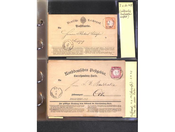 1870/75, Sammlung "Das Postkartenporto zu 1 Gr. und 1/2 Gr." mit ca. 80 Formularkarten inkl. NDP mit diversen Frankatur-Kombi