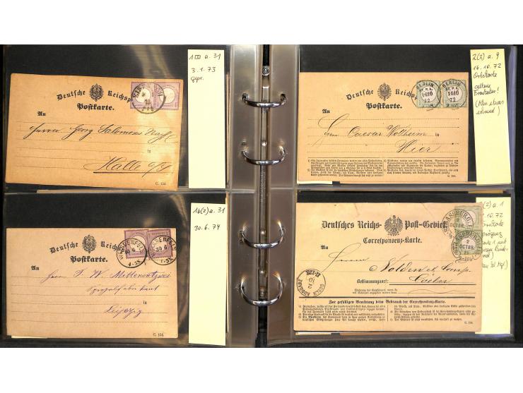 1870/75, Sammlung "Das Postkartenporto zu 1 Gr. und 1/2 Gr." mit ca. 80 Formularkarten inkl. NDP mit diversen Frankatur-Kombi