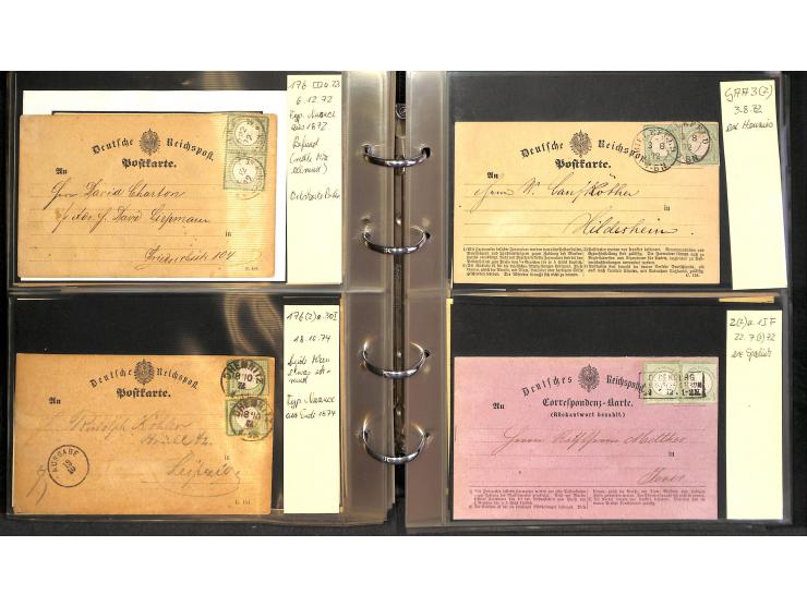 1870/75, Sammlung "Das Postkartenporto zu 1 Gr. und 1/2 Gr." mit ca. 80 Formularkarten inkl. NDP mit diversen Frankatur-Kombi