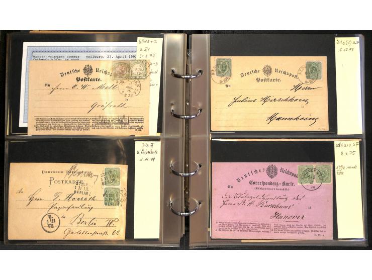 1870/75, Sammlung "Das Postkartenporto zu 1 Gr. und 1/2 Gr." mit ca. 80 Formularkarten inkl. NDP mit diversen Frankatur-Kombi