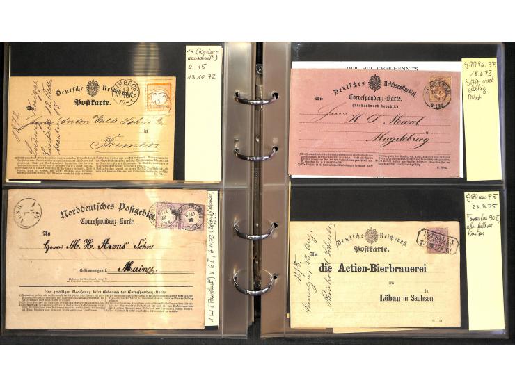 1870/75, Sammlung "Das Postkartenporto zu 1 Gr. und 1/2 Gr." mit ca. 80 Formularkarten inkl. NDP mit diversen Frankatur-Kombi