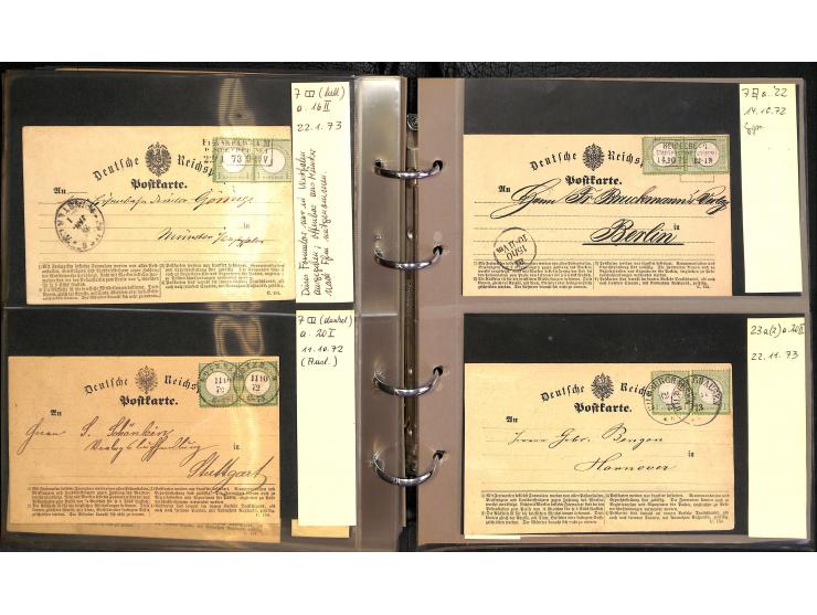 1870/75, Sammlung "Das Postkartenporto zu 1 Gr. und 1/2 Gr." mit ca. 80 Formularkarten inkl. NDP mit diversen Frankatur-Kombi