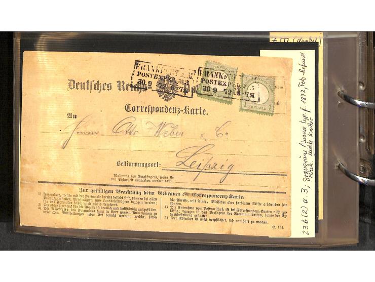 1870/75, Sammlung "Das Postkartenporto zu 1 Gr. und 1/2 Gr." mit ca. 80 Formularkarten inkl. NDP mit diversen Frankatur-Kombi