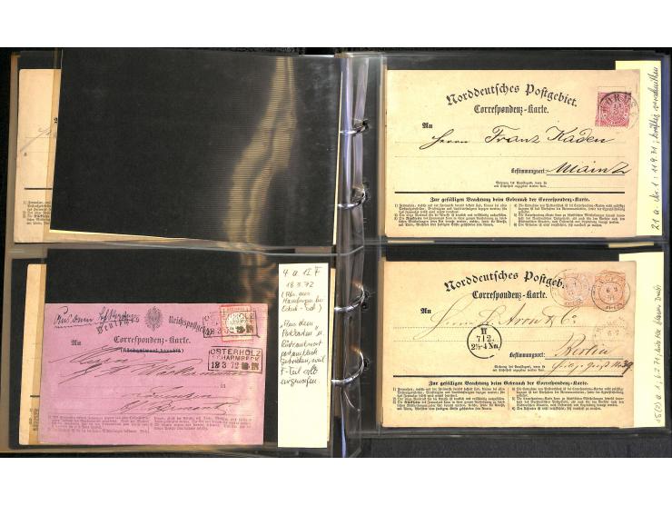 1870/75, Sammlung "Das Postkartenporto zu 1 Gr. und 1/2 Gr." mit ca. 80 Formularkarten inkl. NDP mit diversen Frankatur-Kombi