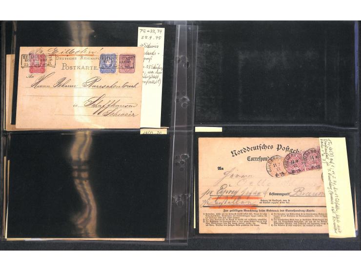 1871/81, 15 Eilbotenkarten mit diversen Frankatur-Kombinationen, Schwerpunkt Deutsches Reich Ganzsachenkarten mit Zufrankatur