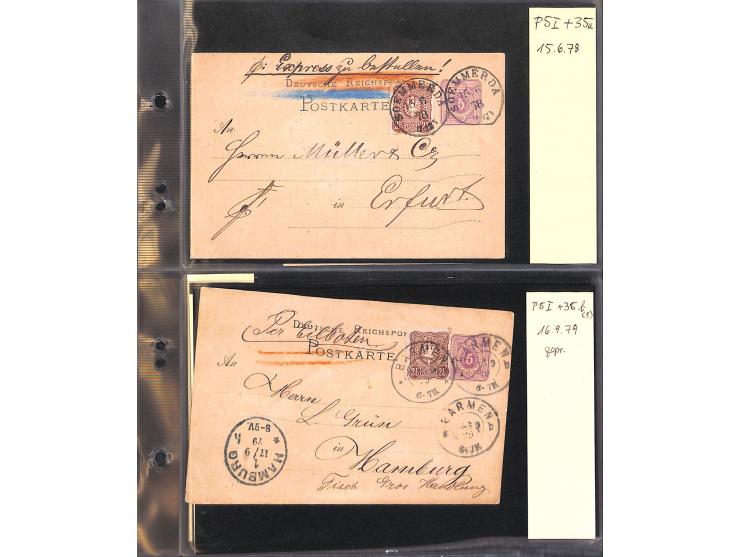 1871/81, 15 Eilbotenkarten mit diversen Frankatur-Kombinationen, Schwerpunkt Deutsches Reich Ganzsachenkarten mit Zufrankatur
