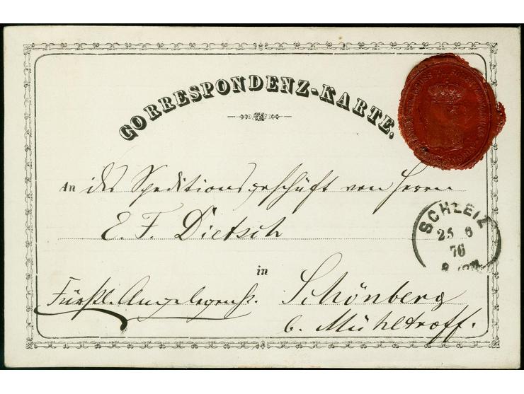 1870/78, Sammlung "Portofreiheiten und Frei lt. Avers" mit ca. 55 amtl. und privaten Formularkarten, dabei Fürstliche Angeleg