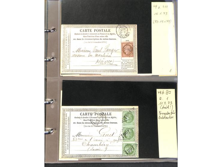 1872/78, umfangreiche Sammlung der amtlichen Formularkarten mit einigen hundert, meist gebrauchten Karten mit vielen verschie