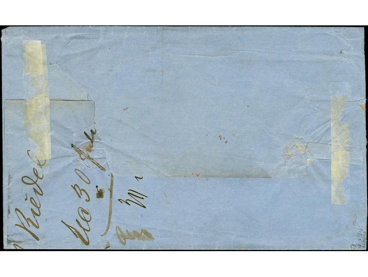 2 1/2 Gr. braun und 5 Gr. graubraun mit klarem Hufeisenstempel "HAMBURG I.A. 15.JULI.73" (Spalink 17-2) als portogerechte Fra