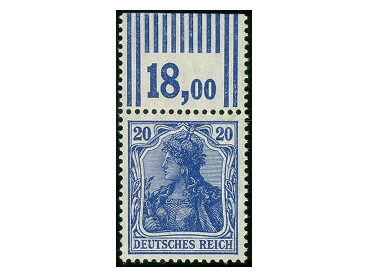 20 Pfg. violettultramarin mit Walzenoberrand 2'9'2, ungebraucht, tadellos, Fotoattest Jäschke-L. BPP (2017) (Mi. 2.500,-)