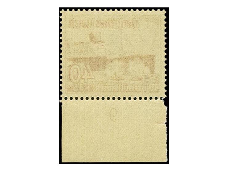 1937, WHW Schiffe 40 Pfg. mit senkrechter Gummiriffelung, Unterrandstück, postfrisch, Kabinett, Fotoattest D. Schlegel BPP (2