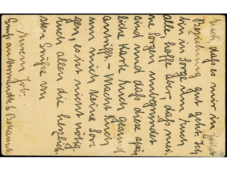 6. Postabgang: 1915, 22.2., Kaiseryacht 7 1/2 H. mit Bahnpost-Stempel "MITTELLANDBAHN DOA ZUG a 22.2.15" (ohne Zug-Nummer) au