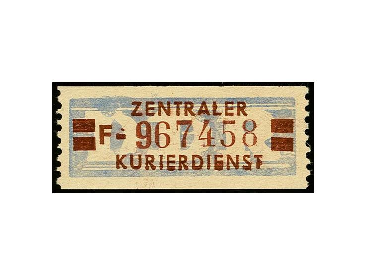 (20 Pfg.) helliolettulramarin/braunrot mit Kennbuchstaben/Kontrollnummer "F 967458", postfrisch, tadellos, bisher nur sechs S