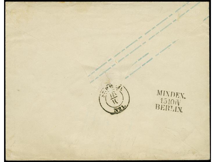 1855, Wertstempel links, Umschlag 3 Sgr. rosa im Großformat mit sauber auf- und nebengesetztem Halbkreisstempel "BRAUNSCHWEIG