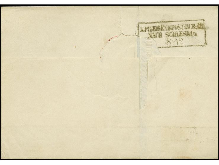 1864, 1 1/4 grauviolett mit EKr. "St.P.A.HAMBURG 8.12.(65)" auf R-Briefhülle mit handschriftlicher Tax-Vermerk "2 1/2" für di