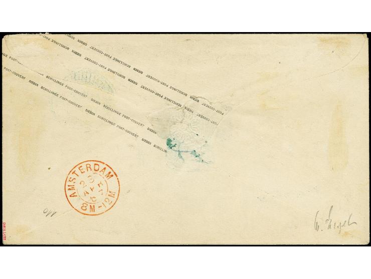 Umschlag 7 Sch. lilarot mit klar nebengesetztem DKr. "HAMBURG ST.P. 26 4 67" nach Amsterdam mit rotem Ankunftsstempel; sehr s