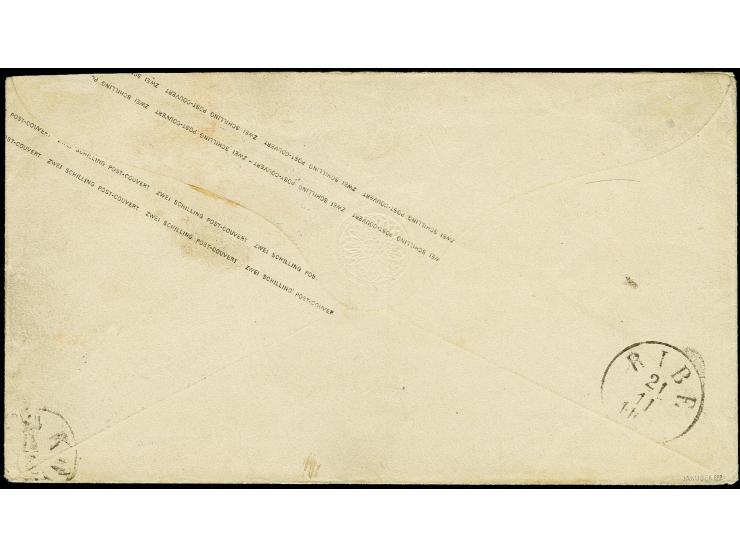 Klappenstempel 3: Umschlag 2 Sch. orange mit Zufrankatur ½ Sch. schwarz mit DKr. "HAMBURG ST.P. 20/11 67" nach Ripen in Dänem