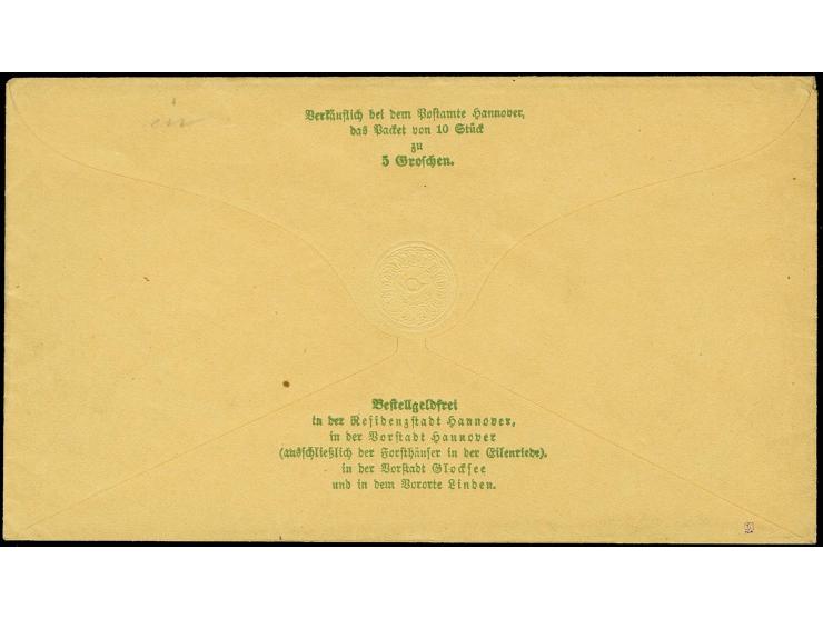1858, Stadtpostumschlag mit Kleeblatt, Type II mit sauber aufgesetztem DKr. "HANNOVER 27 8", sign. Decker und Fotoattest Berg
