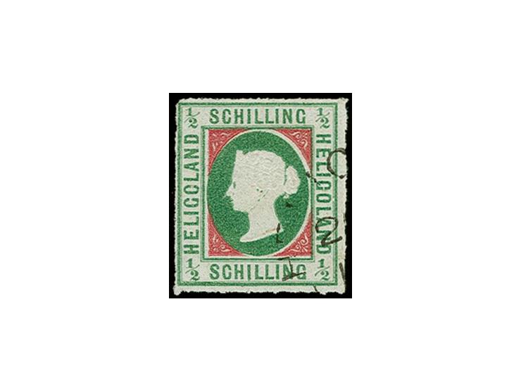1/2 Schilling bläulichgrün/rötlichkarmin, Kopftype II, gestempelt, tadellos, Fotoattest Lemberger BPP (1983)