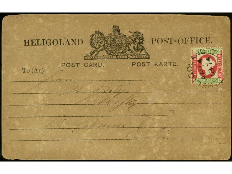 3/4 Schilling hellgrün/rosa mit sehr klarem Rundstempel "HELIGOLAND AP 14.1874" in Type als portogerechte Einzelfrankatur auf