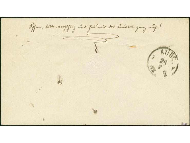 1879, Ganzsachenumschlag 2 1/2 P. - 20 Pfennig auf 1 1/2 P / 10 Pfg mit Aufdrucktype II gebraucht mit Rundstempel "HELIGOLAND